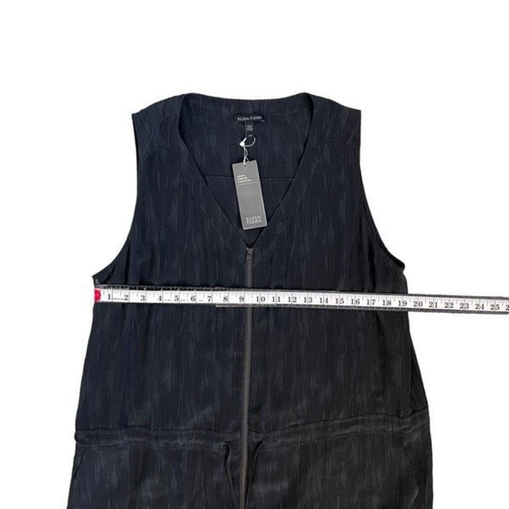 Eileen Fisher Print Silk V-Neck Front Zip Dress with Pockets - Size Large - $278 - Picture 8 of 8